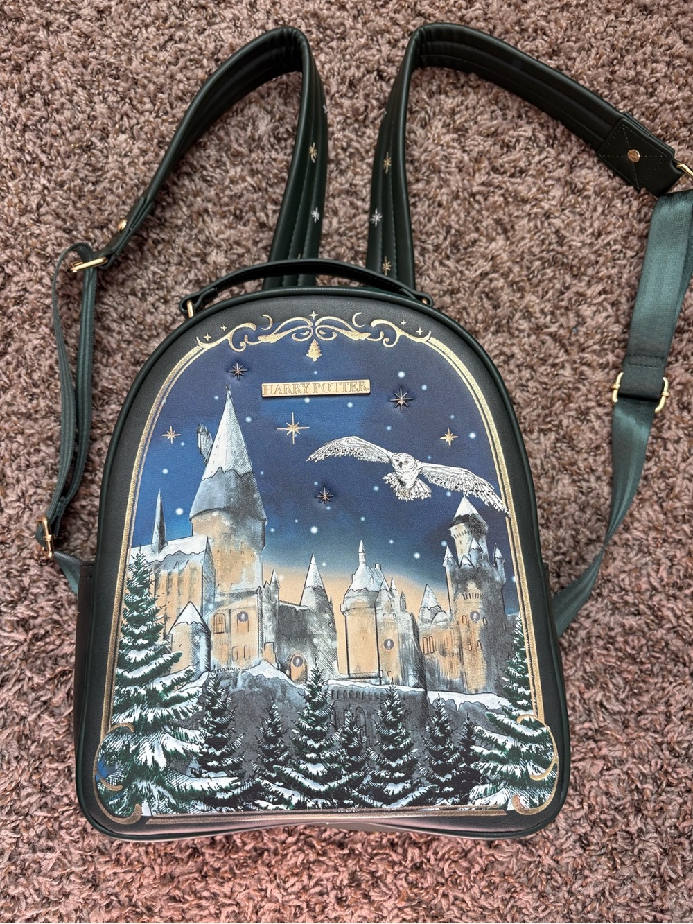 Harry Potter Themed Dark Green & Navy Castle Backpack